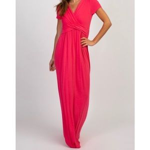 PinkBlush Coral Draped Wrap Maxi Dress